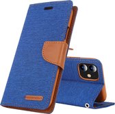 Voor iPhone 11 MERCURY GOOSPERY CANVAS DAGBOEK canvas textuur horizontale flip lederen case met kaartsleuven & portemonnee & houder (blauw)