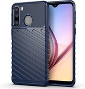 Voor Galaxy A21 Thunderbolt Shockproof TPU Soft Case (blauw)