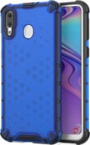 Honingraat schokbestendige pc + tpu case voor Galaxy M20 (blauw)