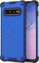 Honingraat schokbestendige pc + tpu case voor Galaxy S10 (blauw)