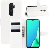 Voor OPPO A9 (2020) Litchi Texture horizontale flip lederen tas met portemonnee en houder en kaartsleuven (wit)