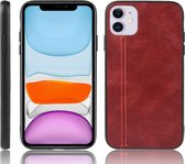 Voor iPhone 11 schokbestendig naaien koeienpatroon Skin PC + PU + TPU Case (rood)