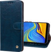 Business Style Oil Wax Texture Horizontal Flip Leather Case voor Samsung Galaxy A9 (2018) / A9s, met houder & kaartsleuven & portemonnee c (blauw)