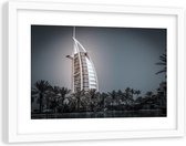 Foto in frame ,  Modern Hotel in Dubai  ,120x80cm , Zwart wit , wanddecoratie