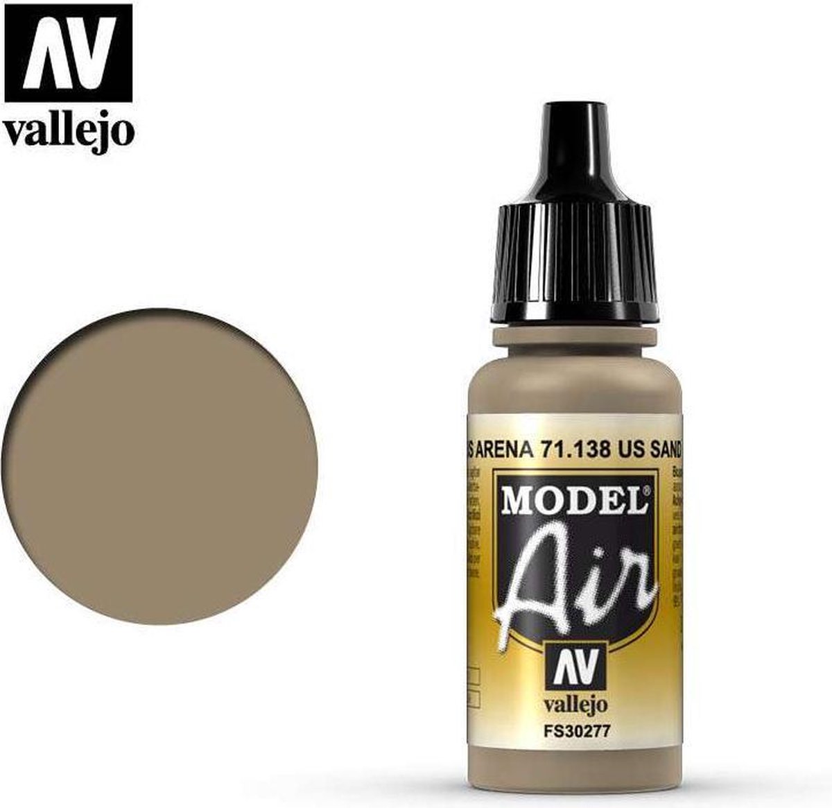 Vallejo Hobbyverf Acrylverf - 71138 Model Air US Sand - Acryl Verf flesje - 17 ml
