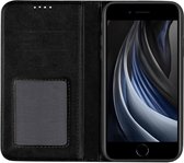 Telefoonglaasje Bookcase Geschikt voor iPhone SE (2020) - PU Leer - Zwart - Beschermhoes - Wallet - Cover