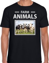 Dieren foto t-shirt Koe - zwart - heren - farm animals - cadeau shirt Kudde koeien liefhebber S