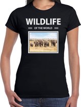 Dieren foto t-shirt Olifant - zwart - dames - wildlife of the world - cadeau shirt olifanten liefhebber XS