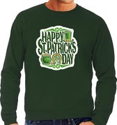 St. Patricks day sweater / trui groen voor heren - Happy St. Patricks day - Ierse feest kleding / kostuum/ outfit S