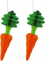 2x stuks papieren groente decoratie wortel 40 x 14 cm - Versiering voor gezonde producten en sinterklaas