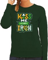 St. Patricks day sweater groen voor dames - Kiss me im Irish - Ierse feest kleding / trui/ outfit/ kostuum S