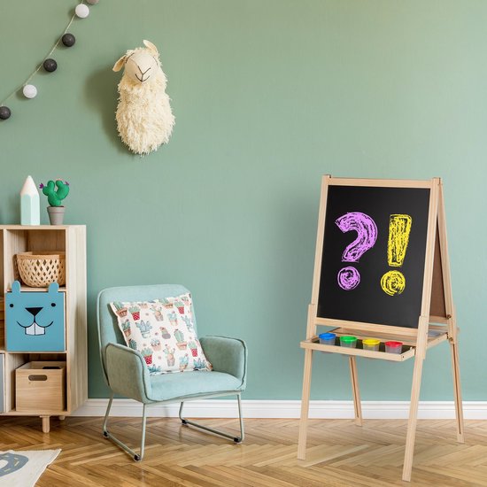 Relaxdays krijtbord kinderen, dubbelzijdig magnetisch, hoogte
