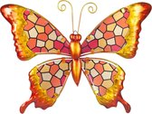 Vlinder | metaal & glas | mozaiek | oranje | L | 24 x 32cm