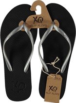 Xq Footwear Teenslippers Plain Dames Polyester Zwart/zilver Mt 41