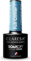 Claresa UV/LED Gelllak Full Glitter #7 – 5ml. - Blauw, Glitter - Glanzend - Gel nagellak