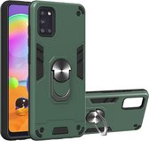 Samsung Galaxy A31 Hoesje - Mobigear - Armor Ring Serie - Hard Kunststof Backcover - Groen - Hoesje Geschikt Voor Samsung Galaxy A31