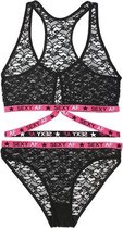 Sexy AF Doorzichtige BH-Set - Dames Lingerie - M/L - BH-Sets - Zwart - Discreet verpakt en bezorgd