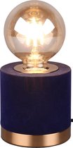 LED Tafellamp - Tafelverlichting - Torna Juda - E27 Fitting - Rond - Mat Blauw - Fluweel