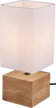 LED Tafellamp - Tafelverlichting - Torna Wooden - E14 Fitting - Vierkant - Mat Wit - Hout