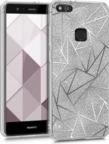 kwmobile telefoonhoesje voor Huawei P10 Lite - Hoesje voor smartphone in zilver - Glitter Vlakken design