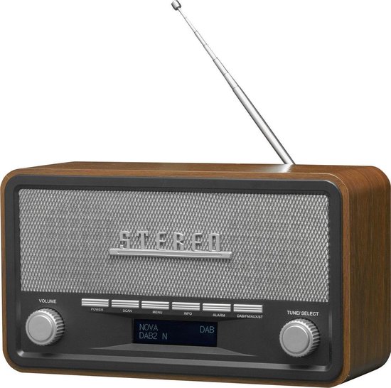 Denver DAB Radio - Retro Radio - DAB+/ FM Radio - Bluetooth - LCD Scherm - AUX - DAB18 - Hout