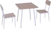 HOMdotCOM Eettafel set met 2 stoelen naturel hout/wit