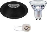 PHILIPS - LED Spot Set - MASTER 927 36D VLE - Proma Pollon Pro - GU10 Fitting - DimTone Dimbaar - Inbouw Rond - Mat Zwart - 4.9W - Warm Wit 2200K-2700K - Verdiept - Ø82mm