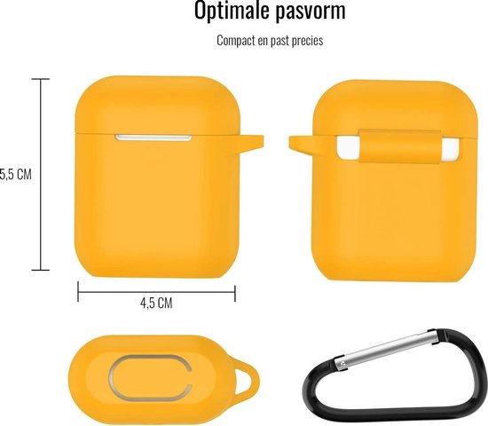 Housse en silicone ultra fine pour Apple Airpods 1 et 2 - Housse en silicone extra fine pour Apple Airpods avec porte-clés - Oranje