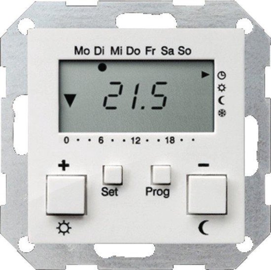 Gira Systeem 55 Ruimteklokthermostaat H5xB10cm Zuiver wit bol
