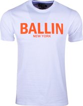 Ballin - Heren T-Shirt - Regular Fit - Wit - Neon Oranje