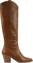 PS Poelman Vrouwen Leren Dierenprint Cowboy Laarzen  / Western Boots nuno-01 - Cognac - Maat 40