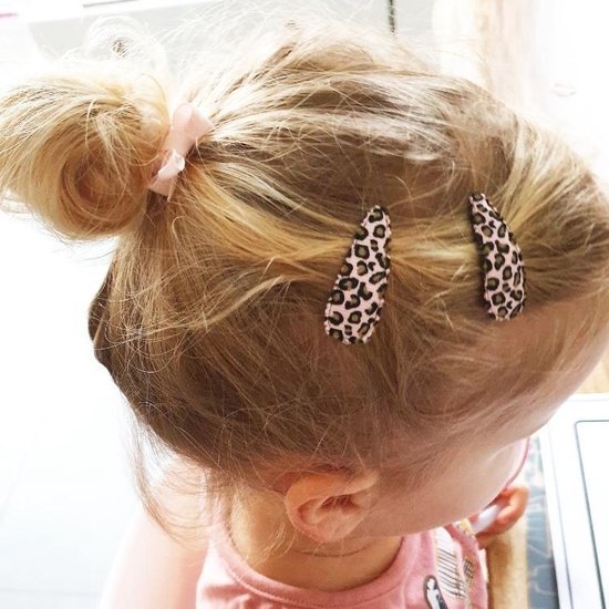 Baby haarspeldjes met stof - Leopard print pink | Roze | Baby | bol.com