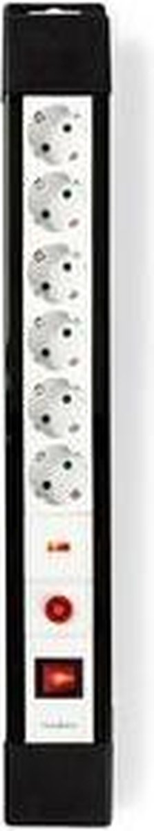Nedis Stekkerdoos met Overspanningsbeveiliging - 6-wegs - Randaarde stekker / Type F (CEE 7/7) - 3.00 m - 3500 W - 16 A - Soort aarding: Zijcontacten - Hoek van stopcontact: 45 ° - H05VV-F 3G1.5 mm²