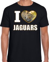 I love jaguars t-shirt met dieren foto van een luipaard zwart voor heren - cadeau shirt luipaarden liefhebber XL