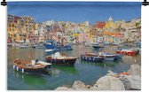 Wandkleed Napels - Kleurrijke boten in de haven van Napels Wandkleed katoen 60x40 cm - Wandtapijt met foto