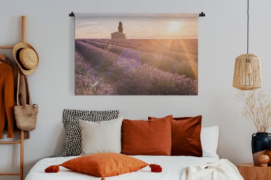 Tapisserie De lavande - Lever de soleil sur un champ de lavande Tapisserie coton 120x80 cm - Tapisserie avec photo