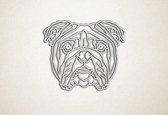 Line Art - Hond - Engelse Bulldog - M - 60x71cm - EssenhoutWit - geometrische wanddecoratie