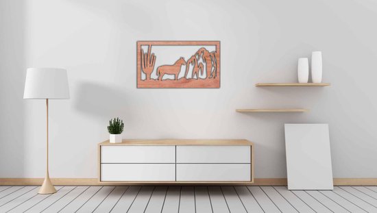 Décoration murale - Panneau mural - cheval sauvage - XS - 17x30cm - Contreplaqué - décoration murale - Line Art