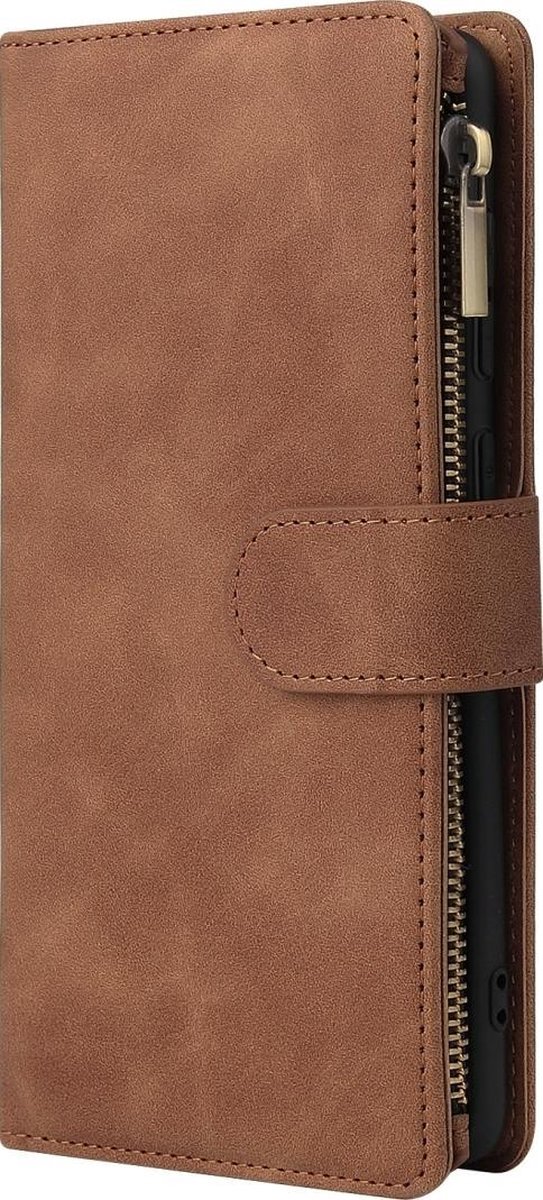 Mobigear Telefoonhoesje geschikt voor Samsung Galaxy A71 Hoesje | Mobigear Zipper Bookcase Portemonnee | Pasjeshouder voor 6 Pasjes | Telefoonhoesje voor Pinpas / OV Kaart / Rijbewijs - Bruin