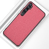 Voor Xiaomi Mi CC9 Pro schokbestendige doektextuur PC + TPU beschermhoes (roze)