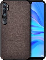 Voor Xiaomi Mi CC9 Pro schokbestendige doektextuur PC + TPU beschermhoes (bruin)