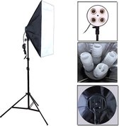 Fotostudio Softbox Kit (Lamphouder met vier stopcontacten + 50 x 70 cm flitsverlichting Softbox + 2 m lichtstatief), EU-stekker