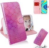 Voor Xiaomi Redmi Note 9S & Note 9 Pro Max Effen kleur Kleurrijke magnetische gesp Horizontale flip PU lederen tas met houder & kaartsleuven & portemonnee & draagkoord (roze)