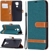 Voor Xiaomi Redmi Note 9 Denim Texture Horizontale Flip Leather Case met houder & kaartsleuven & Wallet & Lanyard (groen)