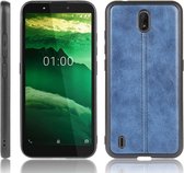 Voor Nokia C1 schokbestendig naaien koe patroon Skin PC + PU + TPU Case (blauw)