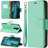 Voor Xiaomi Redmi Note 8 Pro Litchi Texture Pure Color Horizontale Flip PU Leather Case met houder & kaartsleuven & Wallet & Lanyard (groen)