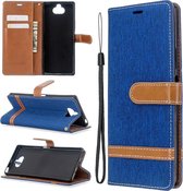 Voor Sony Xperia 20 kleuraanpassing denim textuur horizontaal flip pu lederen tas met houder & kaartsleuven & portemonnee & lanyard (blauw)