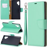 Litchi Texture Pure Color Horizontale Flip PU lederen tas met houder & kaartsleuven & portemonnee & lanyard voor Galaxy Note10 + (groen)