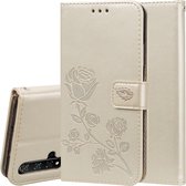 Rose reliÃ«f horizontale flip PU lederen tas met houder en kaartsleuven en portemonnee voor Huawei Honor 20 (goud)
