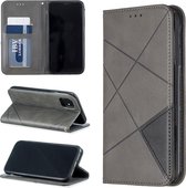 Ruit textuur horizontale flip magnetische lederen tas met houder en kaartsleuven en portemonnee voor iPhone 11 (grijs)